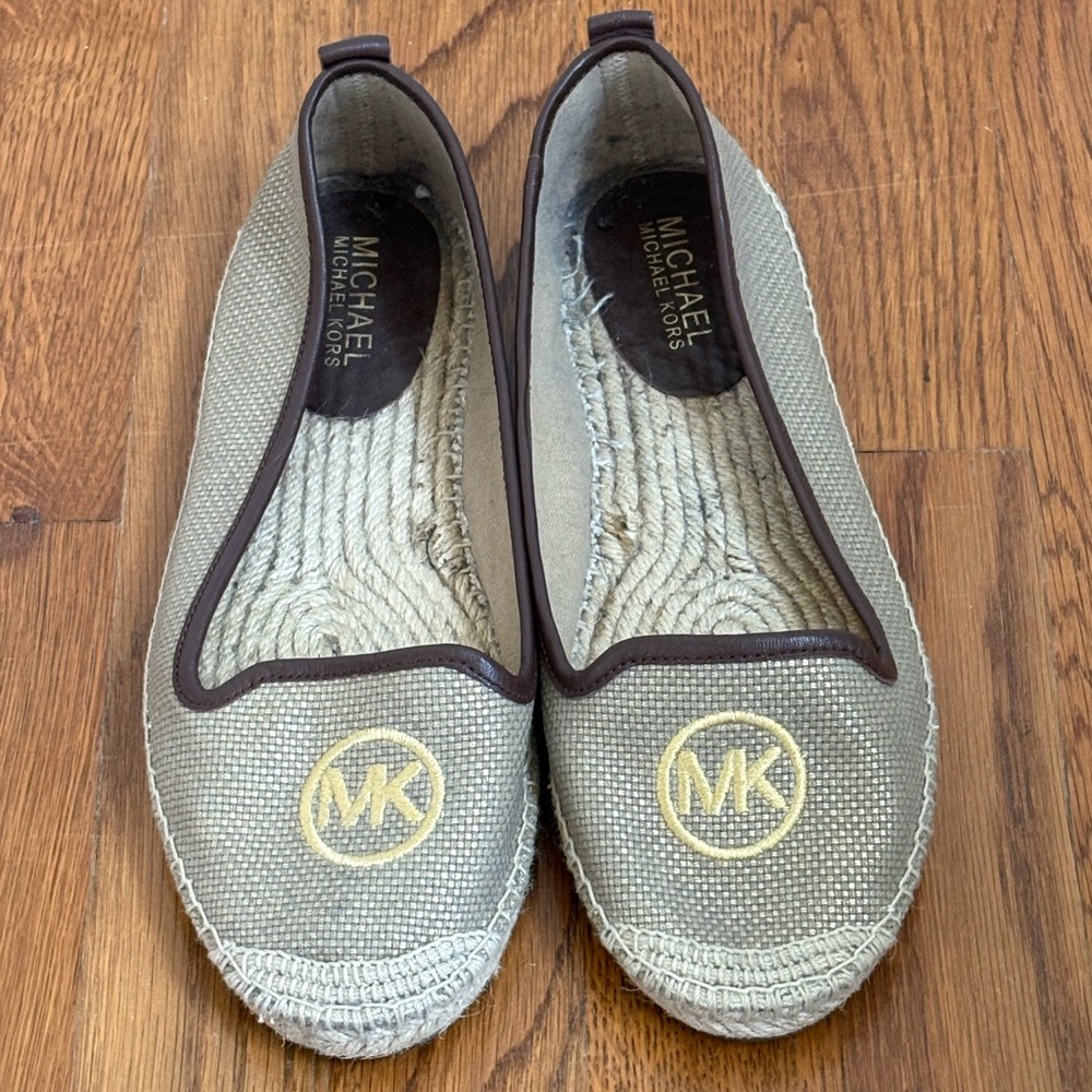 Michael Kors Tan and Gold Espadrille Flats